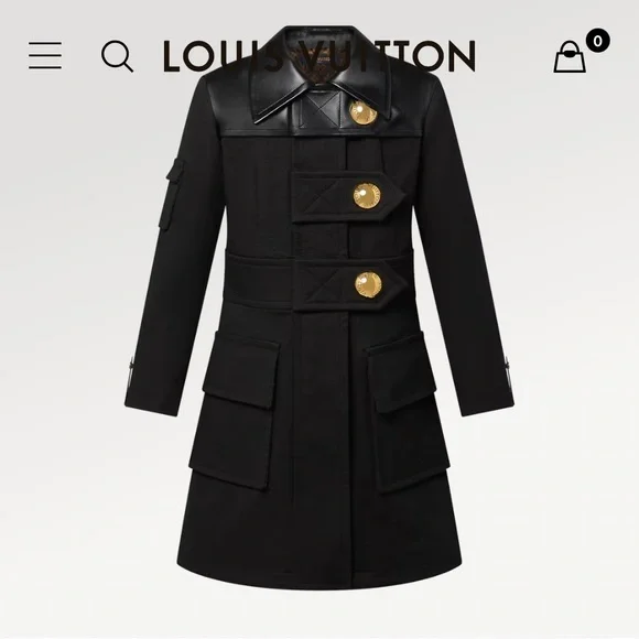 Louis Vuitton Leather Accent Snap Button Coat - Picture 2 of 6